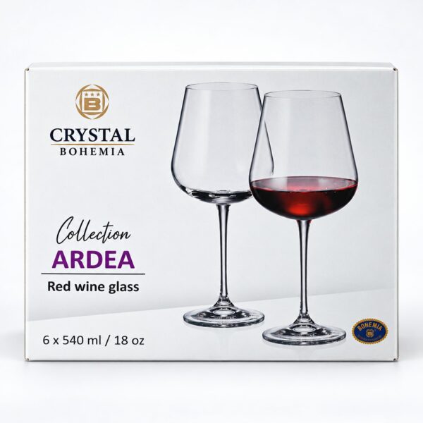 Комплект от 6 чаши за червено вино Crystal Bohemia Ardea 540 ml — кутия