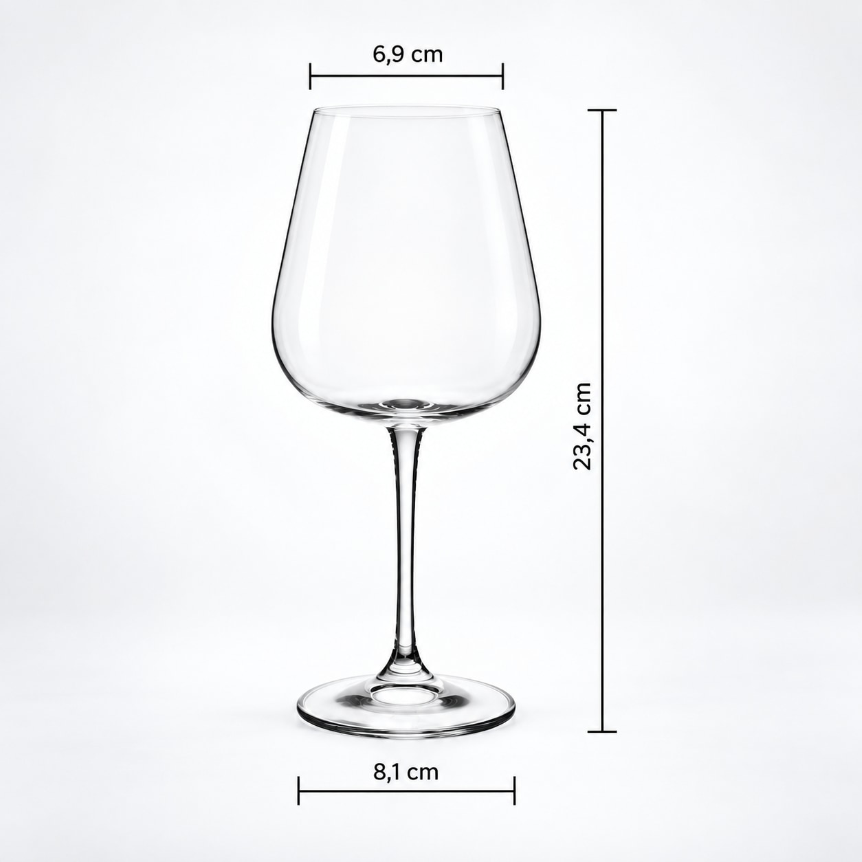Dimensions of the Crystal Bohemia Ardea 540 ml glass